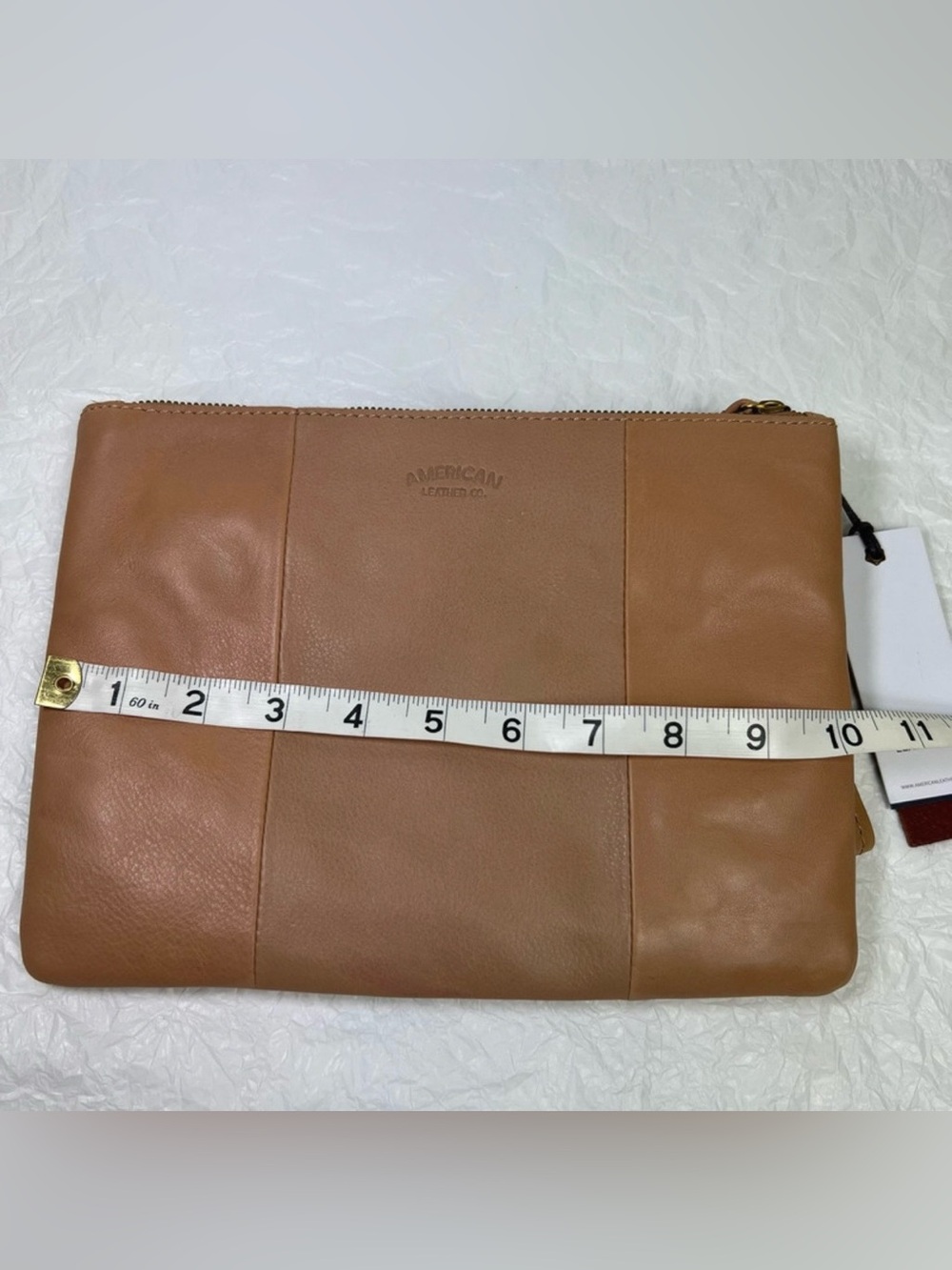 American Leather Monogram T Zip Clutch Wristlet Brown Leather  NWT - Picture 6 of 6